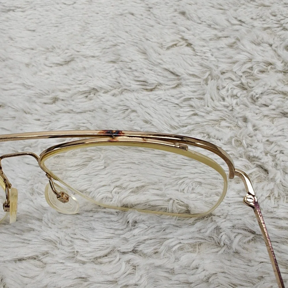 VTG 80s Univis USA Eye Glasses Aviator Metal Bur/Autumn Big Edge 150 Frames Only